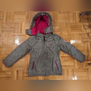 Carter's Oshkosh Pink and Grey Winter Snowsuit with Faux Fur Hood